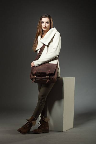 Torba skórzana listonoszka unisex, duża aktówka na ramię , brązowa torba skórzana