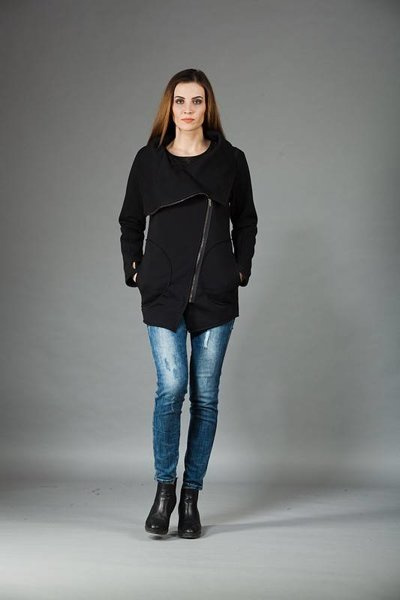 Ekstrawagancki płaszcz, Asymetryczny płaszcz, bluza damska plus size,