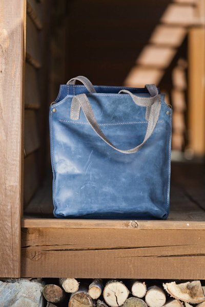 Torba skórzana, torebka damska , torba na ramię , niebieska