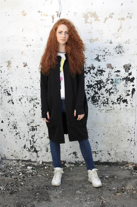 lekkie czarne damskie wdzianko, narzutka, bluza bez zapięcia