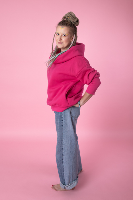 Bluza luźna wygodna z kieszeniami, oversize bluza damska , różowa bluza damska