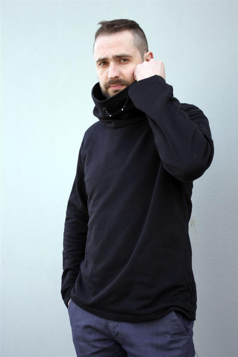 Bluza męska ze stójką , czarna męska bluza , ciepła męska bluza