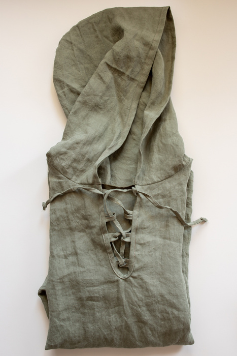 koszula lniana męska , bluza z lnu męska z kapturem , męska tunika z kapturem lniana, zielona bluza męska polski len, polski produkt