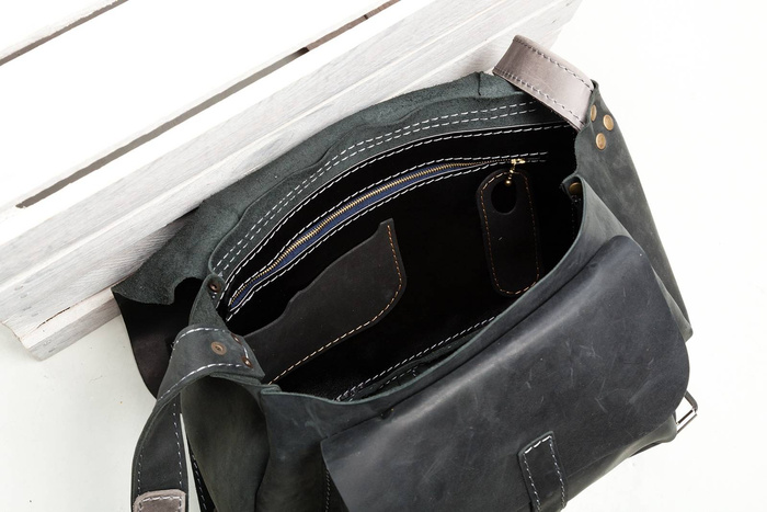 Torba skórzana, listonoszka czarna, torba duża unisex