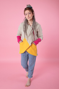 Asymetryczna bluza damska, bawełniana krótka bluza kolorowa , kurtka kolorowa