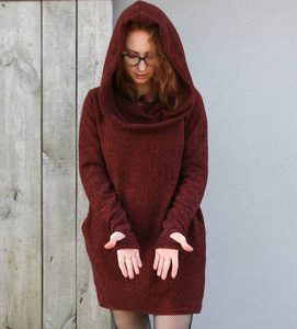 Sweter bawełniany damski, bluza bawełniana , długi sweter z kapturem 