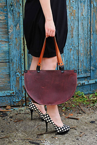 Torebka skórzana ręcznie robiona bordowa torebka 