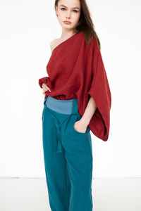 Spodnie lniane szerokie wygodne i miękkie, spodnie z polskiego lnu szyte w Polsce , polska marka , polski produkt, len miekki i naturalny