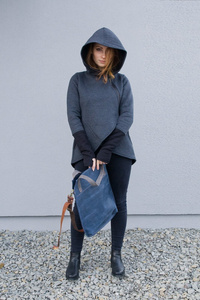 Bluza z kapturem, Asymetryczna bluza, duże rozmiary,  Bluza z zamkiem błyskawicznym, Handmade, Polski producent