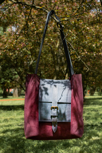 Torba bordowa duża skórzana torba na ramię, ręcznie robiona torba skórzana