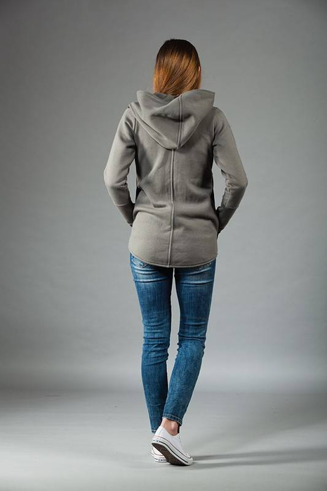 Bluza khaki z kapturem, Asymetryczna bluza, Bluza z zamkiem błyskawicznym, Handmade, Polski producent
