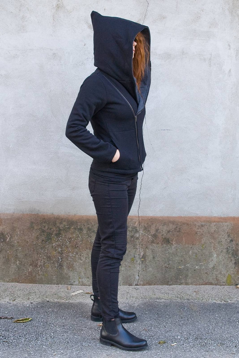 Bluza bawełniana, Gotycka bluza z kapturem, Polska marka, kurtka ramoneska czarna bawełniana