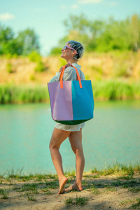 Duża torba kolorowa , torba plażowa, skórzana torebka , pastelowe kolory