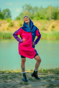 długa bluza kolorowa, asymetryczna, płaszczyk bawełniany kolorowy