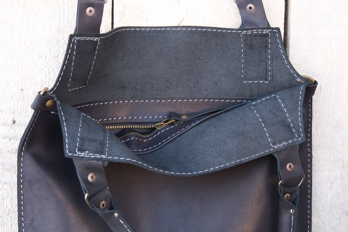 Torebka skórzana ręcznie robiona, czarna torebka na ramię, torba ze skóry handmade