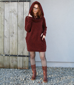 Sweter bawełniany damski, bluza bawełniana , długi sweter z kapturem 