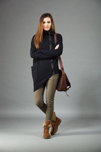 Asymetryczna bluza, Odzież Plus Size, Bluza z zamkiem błyskawicznym, Handmade, Polski producent
