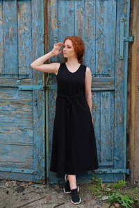 Długa Sukienka na ramiączkach, sukienka do kostek , bawełniana letnia sukienka, gotycki styl