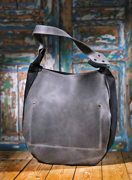 Torba skórzana, torebka na ramię , szara damska torebka