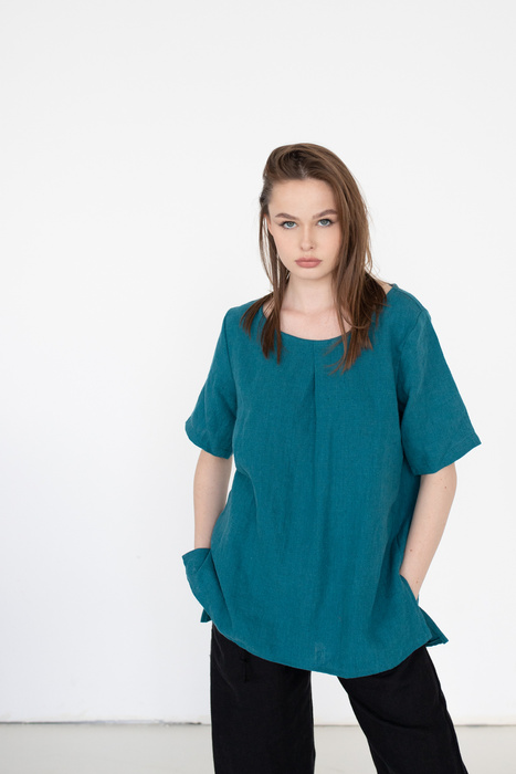 koszulka damska, lużna koszulka lniana , polski projektant, bluzka lniana , 100% len polska marka