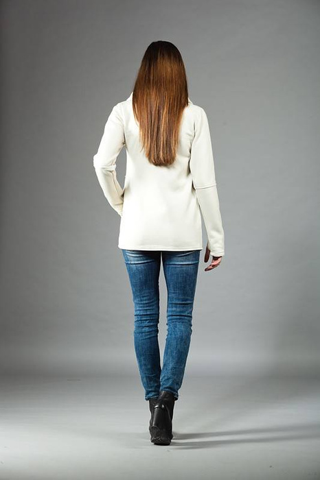 Bluza kremowa, asymetryczna bluza damska, polski produkt, bluza ze stójką