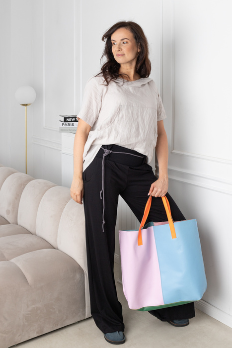 Duża torba kolorowa , torba plażowa, skórzana torebka , pastelowe kolory