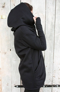 Bluza damska, płaszcz bawełniany, czarna bluza asymetryczna