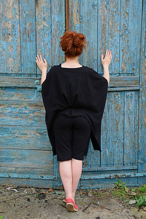 Tunika asymetryczna, oversize tunika, koszula czarna