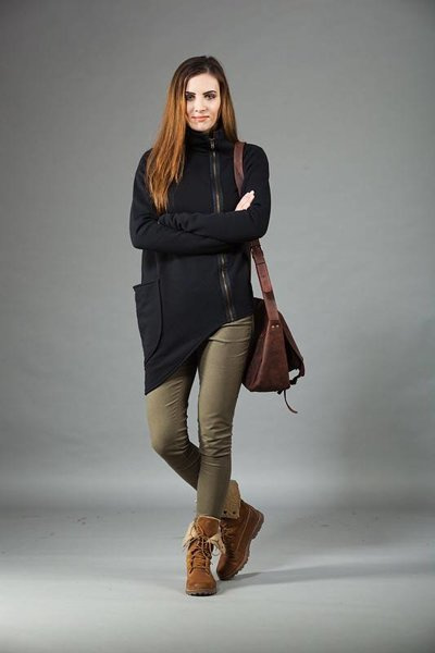 Asymetryczna bluza, Odzież Plus Size, Bluza z zamkiem błyskawicznym, Handmade, Polski producent