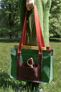 torebka kolorowa skórzana, ręcznie robiona teczka na ramię , aktówka skórzana