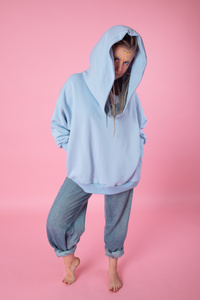 Bluza luźna wygodna z kieszeniami, oversize bluza damska , niebieska bluza damska