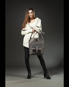 Torebka skórzana ręcznie robiona, torebka damska crossbody, torebka na ramię , szara torba 