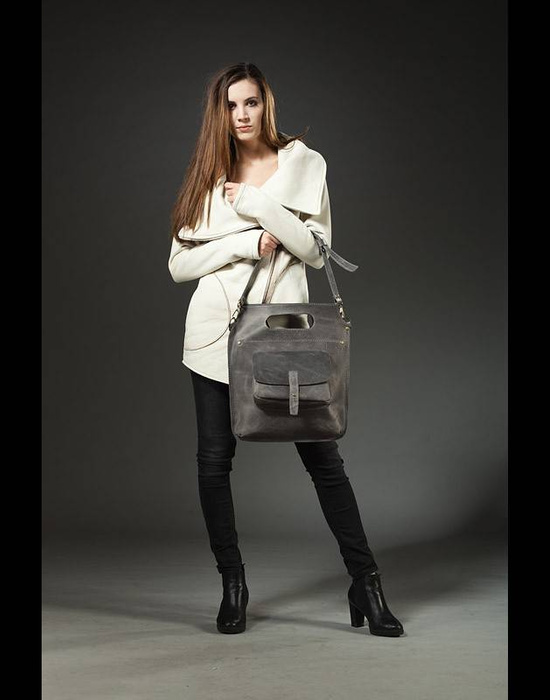 Torebka skórzana ręcznie robiona, torebka damska crossbody, torebka na ramię , szara torba