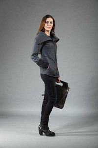 Bluza na zamek, Długa bluza, Szara bluza, Odzież Plus Size, Bluza, Bluza z długim rękawem, Manufaktura