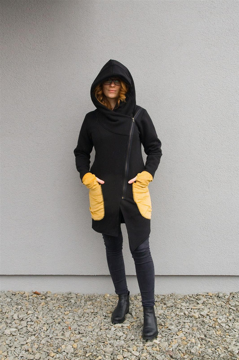 Bluza z kapturem, Asymetryczna bluza, Odzież Plus Size, Bluza z zamkiem Handmade, Polski producent