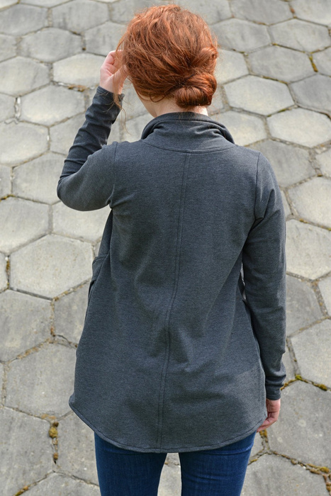 Gray Women Sweatshirt, Sweatshirt Cardigan, Wrap Cardigan, Plus Size Clothing, Zipped Sweatshirt,Asymmetrical Cardigan,Minimalist Sweatshirt