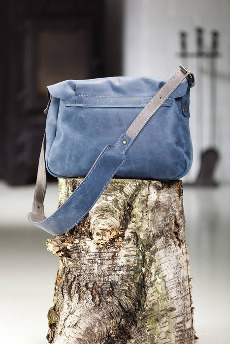 Torba skórzana, aktówka, listonoszka, niebieska duża torba unisex