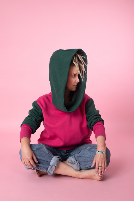 Bluza luźna wygodna z kieszeniami, długa oversize bluza damska , różowa bluza damska