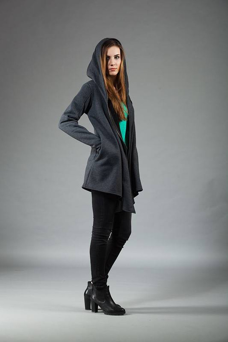 Bluza Basanti, szary bluza damska asymetryczna
