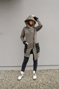 Bluza Ragini Long, Bluza z kapturem na zamek, długa bluza .  Polski projektant