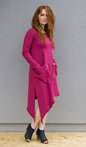  sukienka rozkloszowana luźna z kieszeniami, sukienka asymetryczna