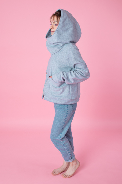 kurtka wełniana, kurtka z kapturem, Odzież Plus Size, Odzież wełniana, niebieska kurtka, ciepła kurtka