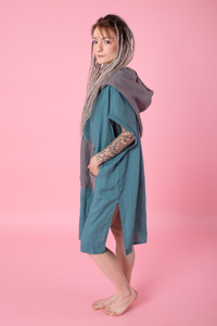 sukienka z tkaniny konopnej, 100% Hemp, sukienka letnia, tunika plażowa , polski produkt