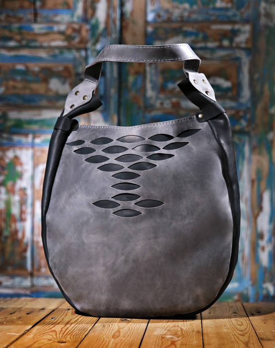 Torba skórzana, torebka na ramię , szara damska torebka