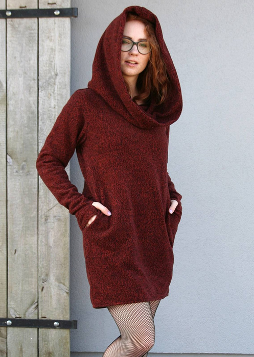 Sweter bawełniany damski, bluza bawełniana , długi sweter z kapturem