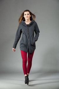 Bluza z kapturem, Bluza, Odzież Plus Size, Bluza z zamkiem błyskawicznym, Bluza zimowa, Długi rękaw