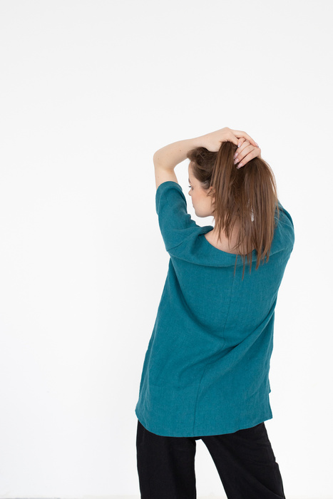 koszulka damska, lużna koszulka lniana , polski projektant, bluzka lniana , 100% len polska marka