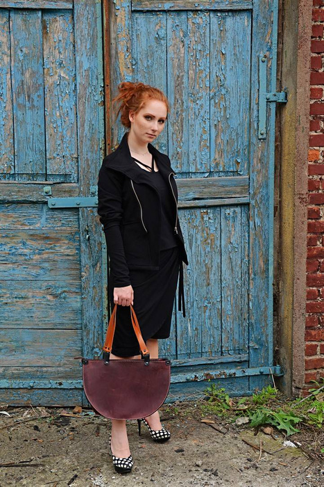 Torebka skórzana ręcznie robiona bordowa torebka