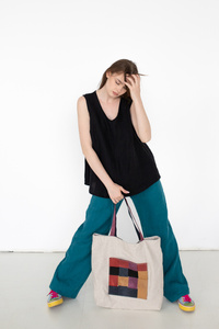 Tunika koszulka czarna lniana.polski len , polska marka bluzka lniana, na szelkach letnia tunika,  polski len miękki 