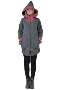 Bluza z kapturem w szpic, , Szara Bluza, Polski projektant, Manufaktura